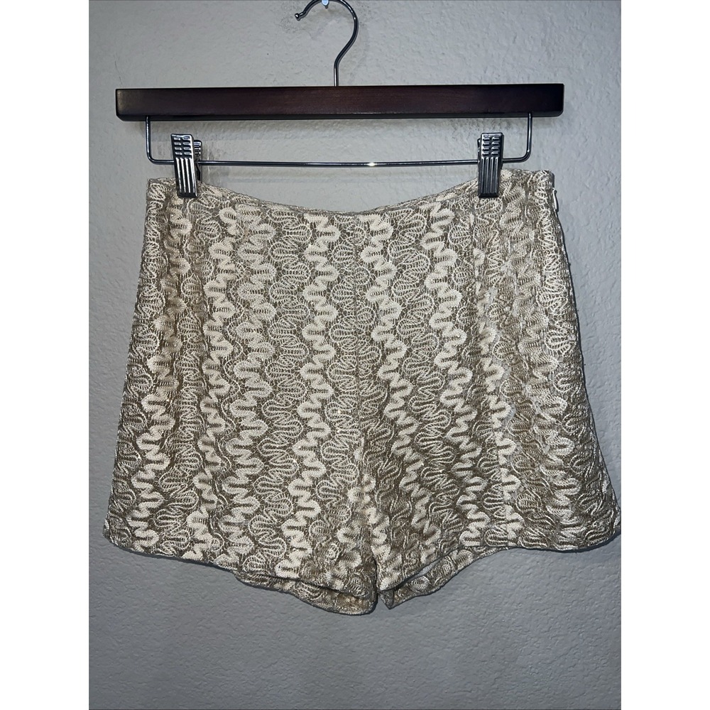 Mustard Seed Sparkle GOLD Lace High Waist Side Zip Lined Dance Party SIZE 4